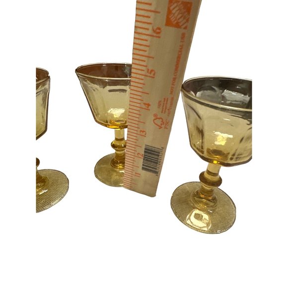 VTG Stemmed Golden Amber  Wine Glasses - Picture 3 of 5